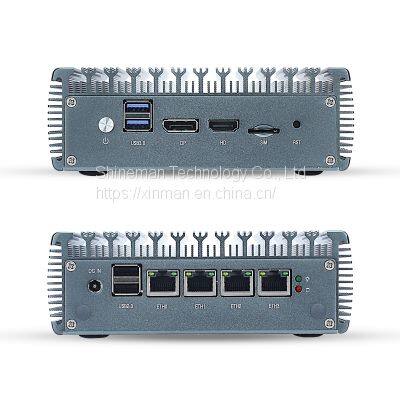 Fanless Embedded Mini PC 4 LAN Dual 4K HDMI/DP Display Intel Celeron J4125 Quad Processor Desktop Computer for Office/Business photo-4