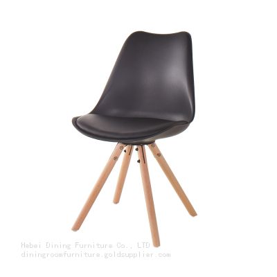 Soft Seat Shell Cover Wooden legs Plastic Dining Chairs DC-P03B