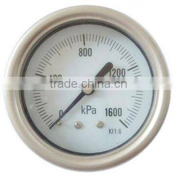 YB63ZB-1600kpa 63mm(2.5") all stainless pressure gauge,bayonet bezel ,back connection