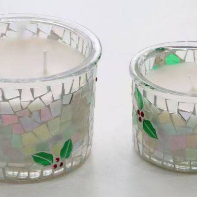 Mosaic Vase Glass Vessel Jar Glass Candle Holder Glass Jar