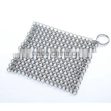 Stainless Steel Chainmail Scrubber Cast Iron Skillet Cleaner For Cookware