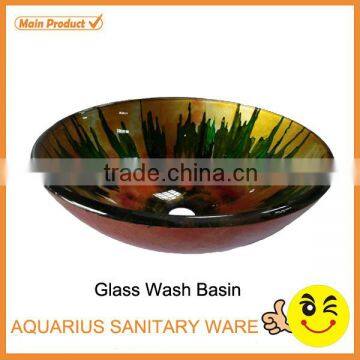 wholesale modern glass integrated bathroom sink and countertop