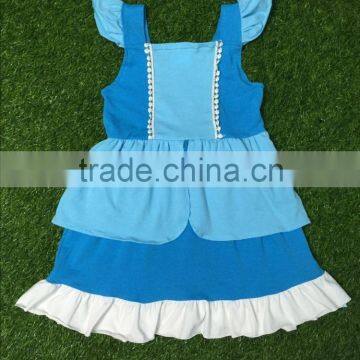 fashion design girls boutique frock sleeveless girls dress with ruffle side comfortable cotton fabric persnickety girls skirt