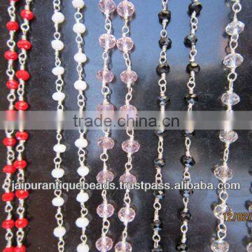 16 INCH CRYSTAL 3MM-4MM FACETED ROUNDELL SILVER POLISH METAL 6 SET OF CHAIN...