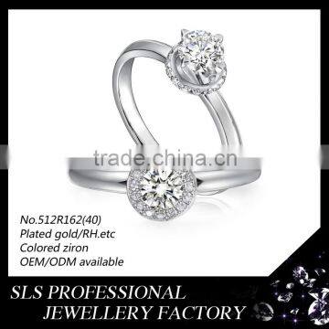 2015 gemstone white gold plating with white zircon finger rings fashion rohdium ring jewelry for lovers