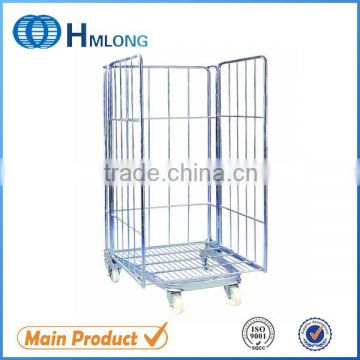 Rolling metal storage cage for super market