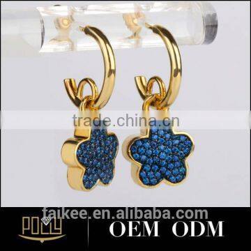 Women New Fashion Natural Ziron 925 Sterling Silver Turkish Gold Earring photo-2
