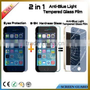 Factory wholesale hot selling 9H anti blue light tempered glass screen protector for iphone 5/5s SE