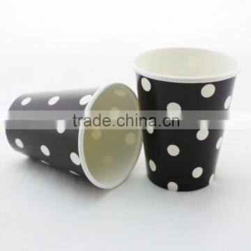 Logo Printing Black and White Dot Patterned Bulk Chinese Paper Tea Cup