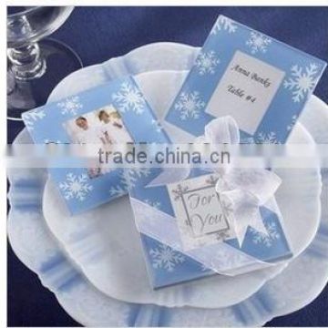 love theme blue snow frame glass coaster creative insulation coasters party supplies