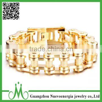 Custom stainless steel gold bicycle chain bracelet for men