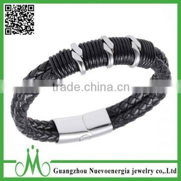 Jewelry Braided Leather Bracelets Men Rope Bracelets 316L Stainless Steel Magnetic Clasp