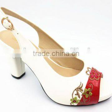New High Class Mix Color Middle Heel Slingback Sandals With Embroider photo-2