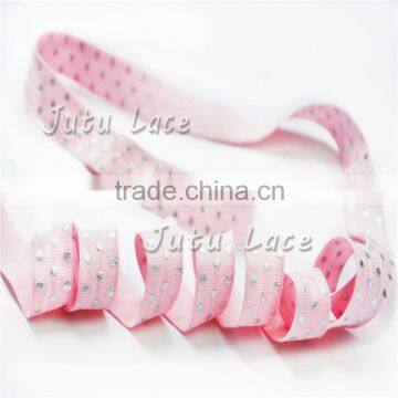 Shiny 5/8'' Elastic Fold Over Elastic - Stretch Baby/girls Headbands Accessory photo-4