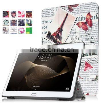 With sleep/wake function Tri folding PU leather bookcase covers For huawei media pad M2 10" 10.0 cover