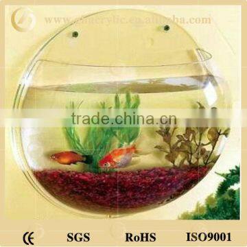 Fashion design customized size round wall-mounted acrylic fish tank