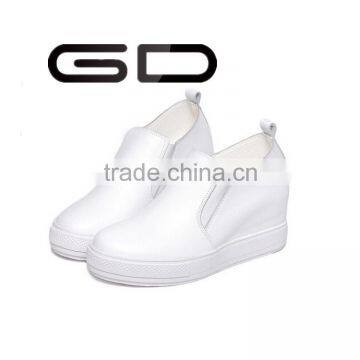 long rubber 8cm wedge heel ladies leather sneaker