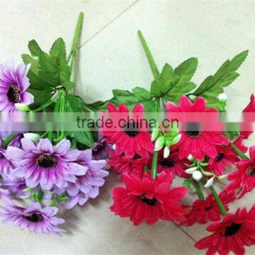 artificial silk bundle chrysanthemum flowers with leaves