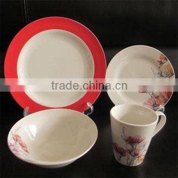 Fine porcelain 16 pieces decal dinner set