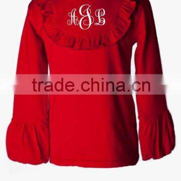 The factory price blank baby long sleeve t-shirts wholesale,baby doll Ruffle t shirts wholesale