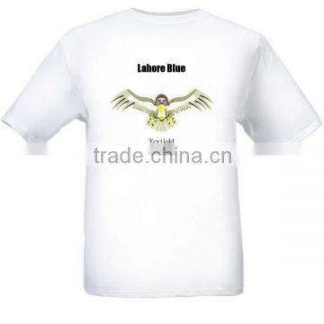 100% Cotton Round Neck Half Sleeves White Men's T-Shirt with Eagle Print