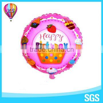 2016 Wholesale Customize 18 Inch Round Shape Happy Birthday Foil Helium Balloon for Party Needs