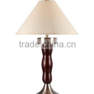 Modern Dark Wood 32.5"H Table Lamp With Bell Shade photo-2