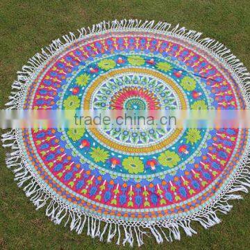 Round Mandala Beach Throw Hippie Tapestry Roundie Yoga Mat Cotton Tapestry Wall Hanging Decorative Table Cover