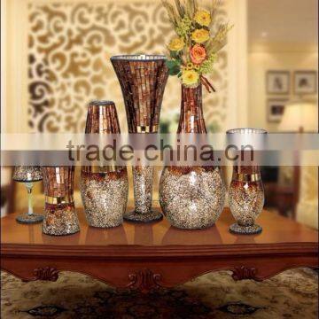 brown vintage mosaic hurricanes set of 6