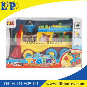 B/O colorful funny train toy with 3D light