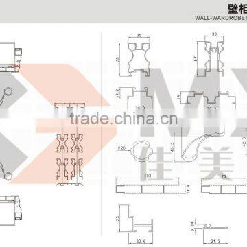 for sale aluminium wardrobe and partition sliding door profile