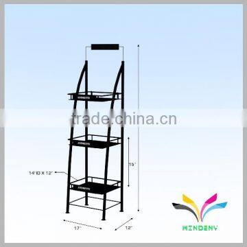 New design modern floor standing black metal display rack for newspaper