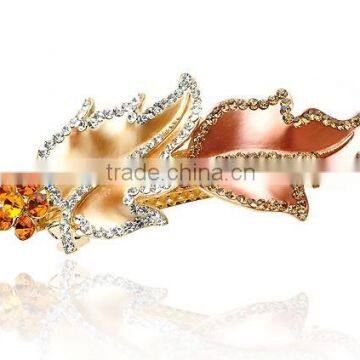 fashionable leaves shape alloy enamel crystal hair clip