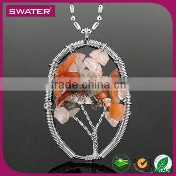 2016 Gifts Fashion Leaf Natural Gemstone Necklace