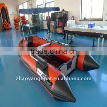 Aluminum floor rigid inflatable fishing boat with CE sun protection