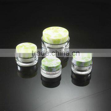 Light Green Pattern Cosmetic Round Straight Acrylic Cream Jars