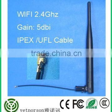 2.4G 9dBi WiFi Rubber antenna IPEX/UFL cable supplier in china