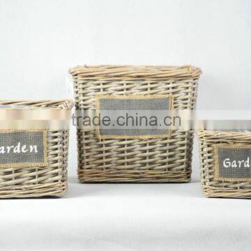 Decorative square wicker flowerpot