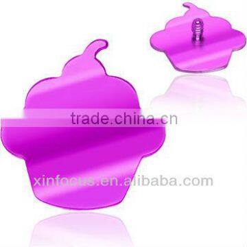 Grade 23 Titanium Pink Cupcake Dermal Top body piercing accessories