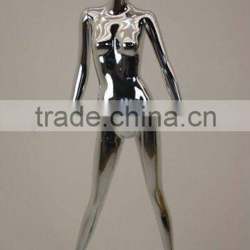 Standing female chrome mannequins