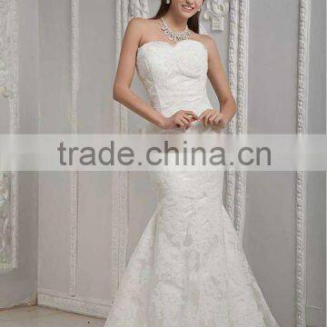 New Elegant Write Sweetheart Mermaid Floor Length Lace Satin Wedding Dresses xyy04-059