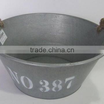 round metal garden planter