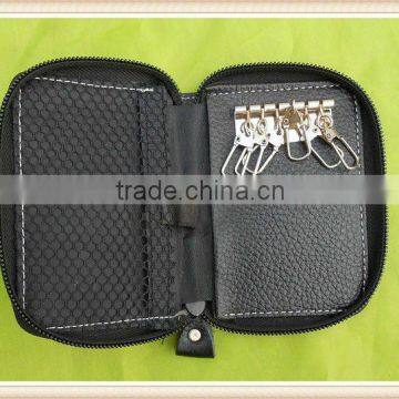 Zipper close stylish with mesh bag pu key holder