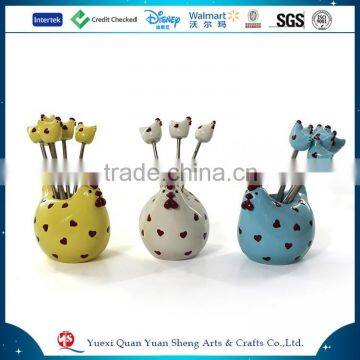 Decorative Resin Fruit Fork Set with Stand