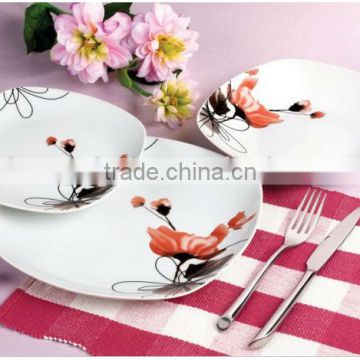 18 pcs ceramic dinner set with pink decal,square dinner set,porcelain dinnerware set