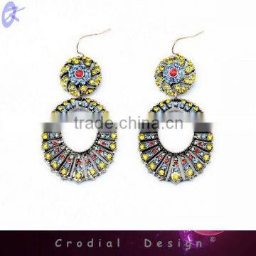 2014 Hot Sale Wholesale Cheap Simple Design Jewelry Fashion Multi Color Rhinestone Earrings For Bridal Jewelry