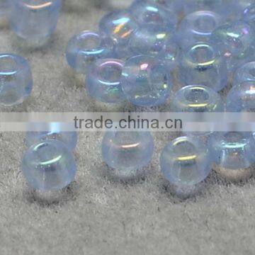 11/0 Round Glass Seed Beads, Transparent Rainbow, Lavender Micro Beads(SEED-Q010-F542)