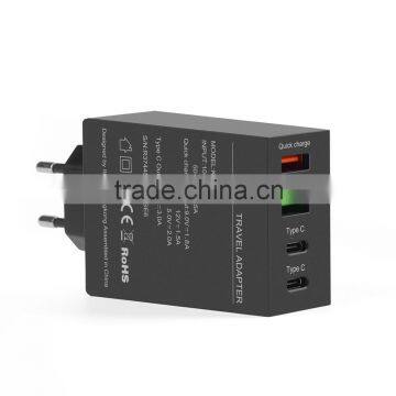 USB Type C Connector Travel Charger 4 Charging Ports 5V 2A 3A Power Adapter