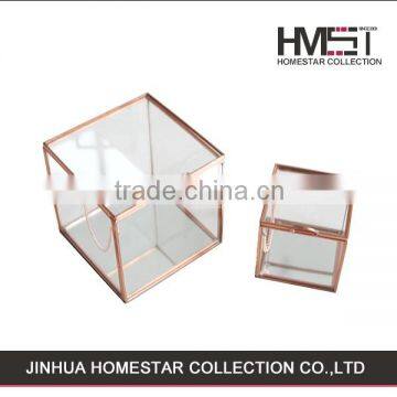 Rose gold metal glass jewelry box