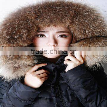2015 Luxury A shape Raccoon fur collar women customizable winter down coat jacket